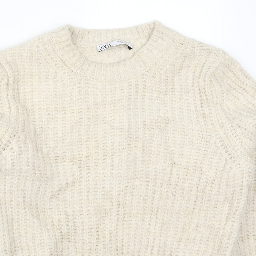 Zara Womens Beige  Knit Pullover Jumper Size M  - Red
