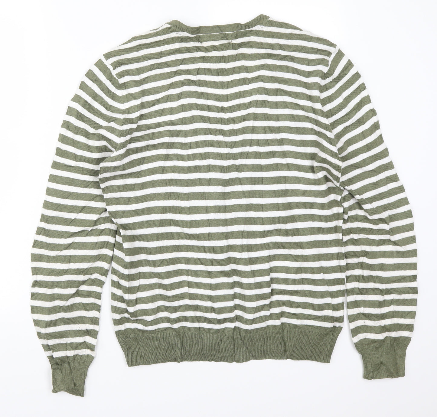 Hering Womens Green Striped  Cardigan Jumper Size L