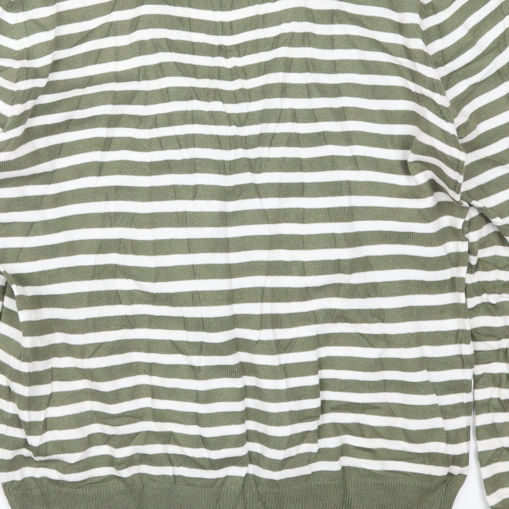 Hering Womens Green Striped  Cardigan Jumper Size L