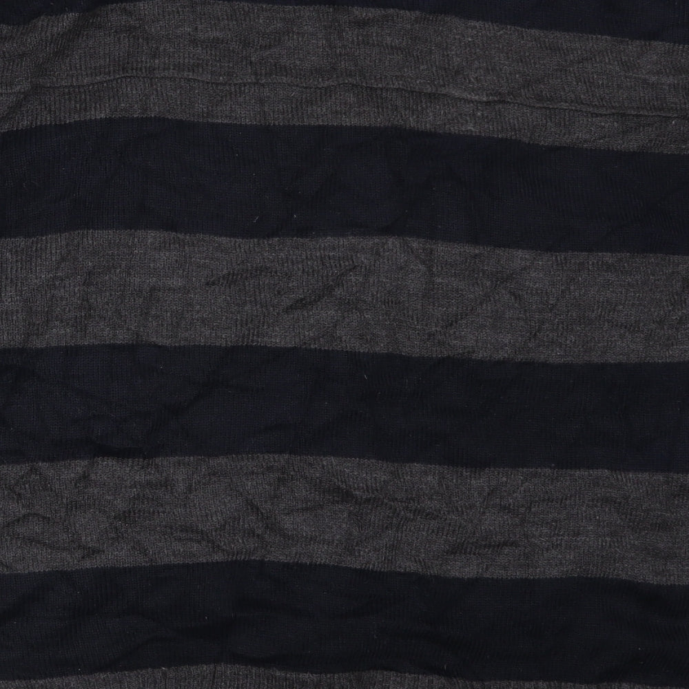 Lee Cooper Mens Grey Striped Knit Full Zip Jumper Size 2XL