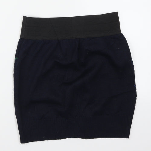 POP Womens Blue Striped Knit Mini Skirt Size 26 in