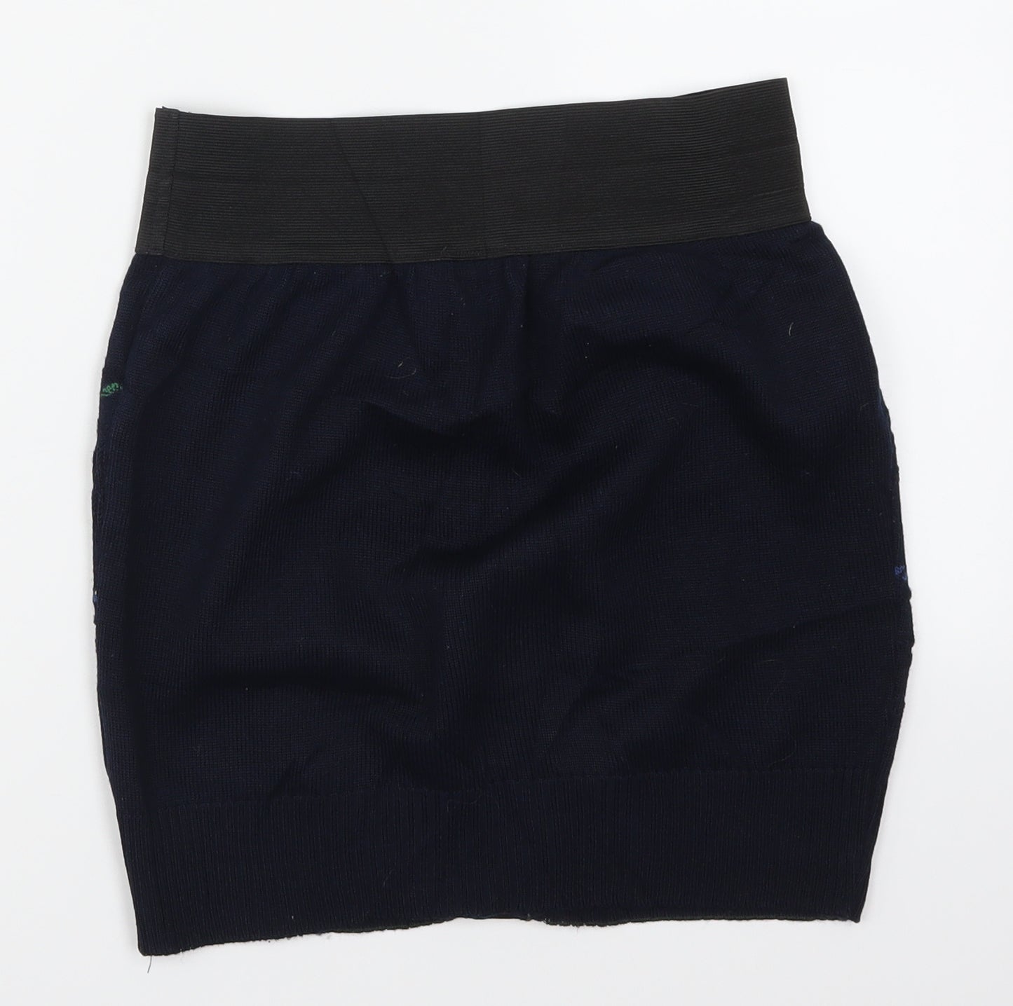 POP Womens Blue Striped Knit Mini Skirt Size 26 in