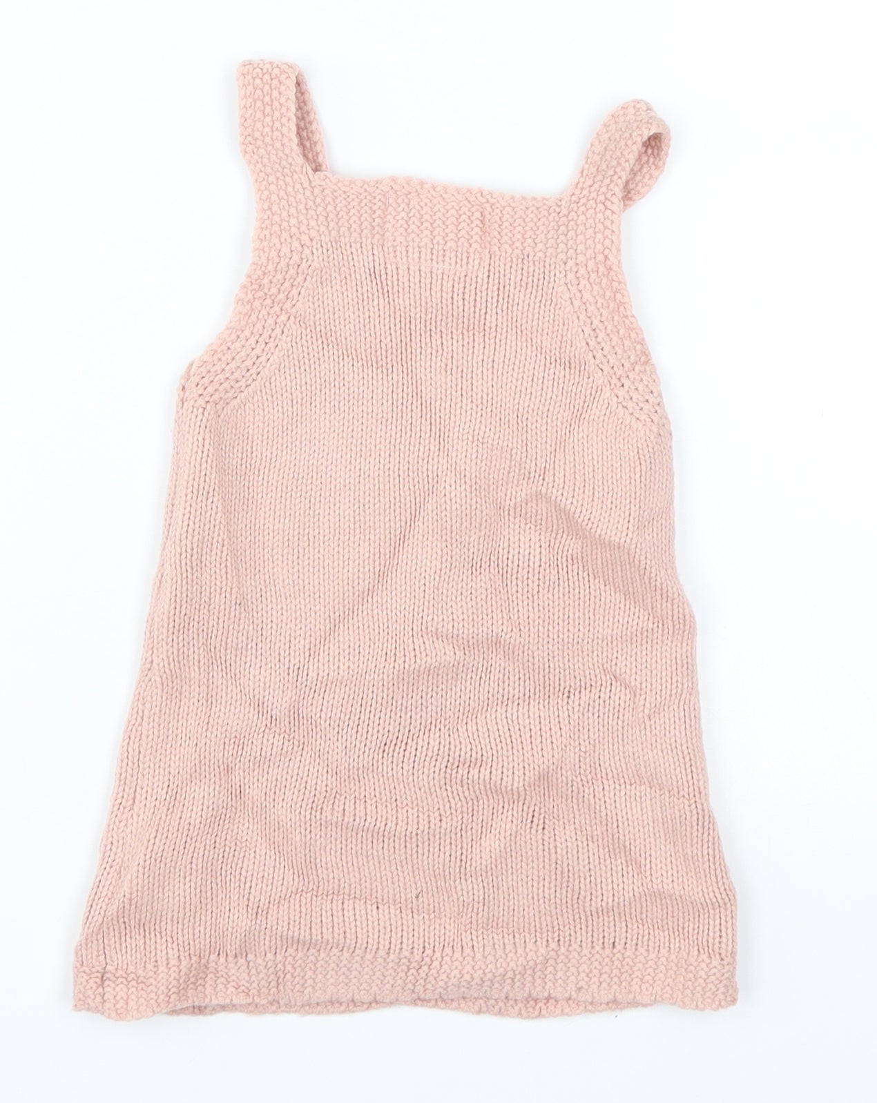 F&F Girls Pink  Knit Pinafore/Dungaree Dress  Size 12-18 Months  - Rabbit