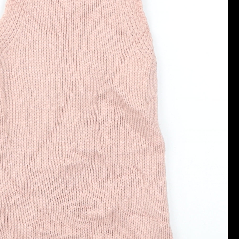 F&F Girls Pink  Knit Pinafore/Dungaree Dress  Size 12-18 Months  - Rabbit