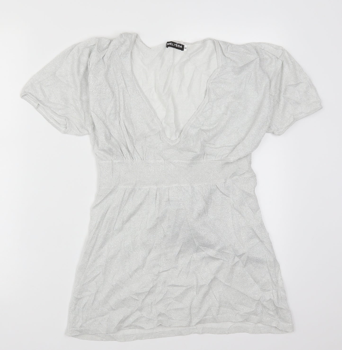 Melyssa Womens Silver   Basic T-Shirt Size M