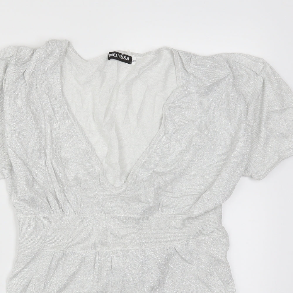 Melyssa Womens Silver   Basic T-Shirt Size M