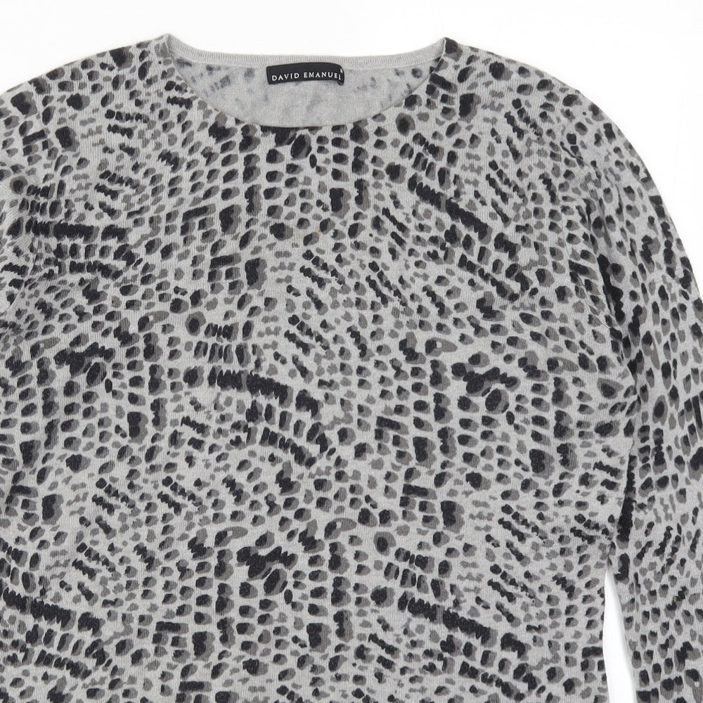David Emanuel Womens Grey Animal Print  Pullover Jumper Size M