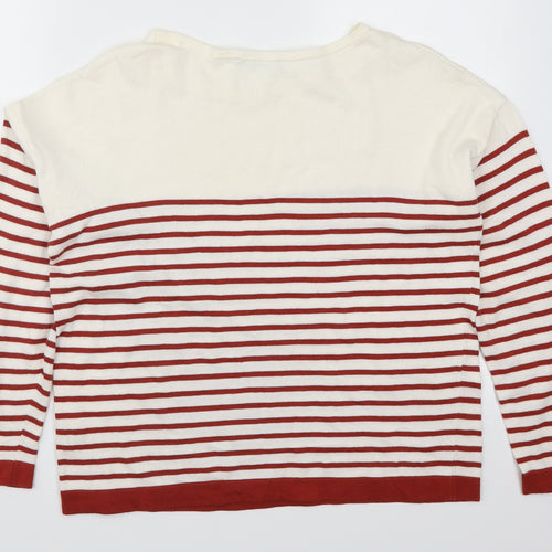 Marks and Spencer Womens Red Striped Knit Pullover Jumper Size 14