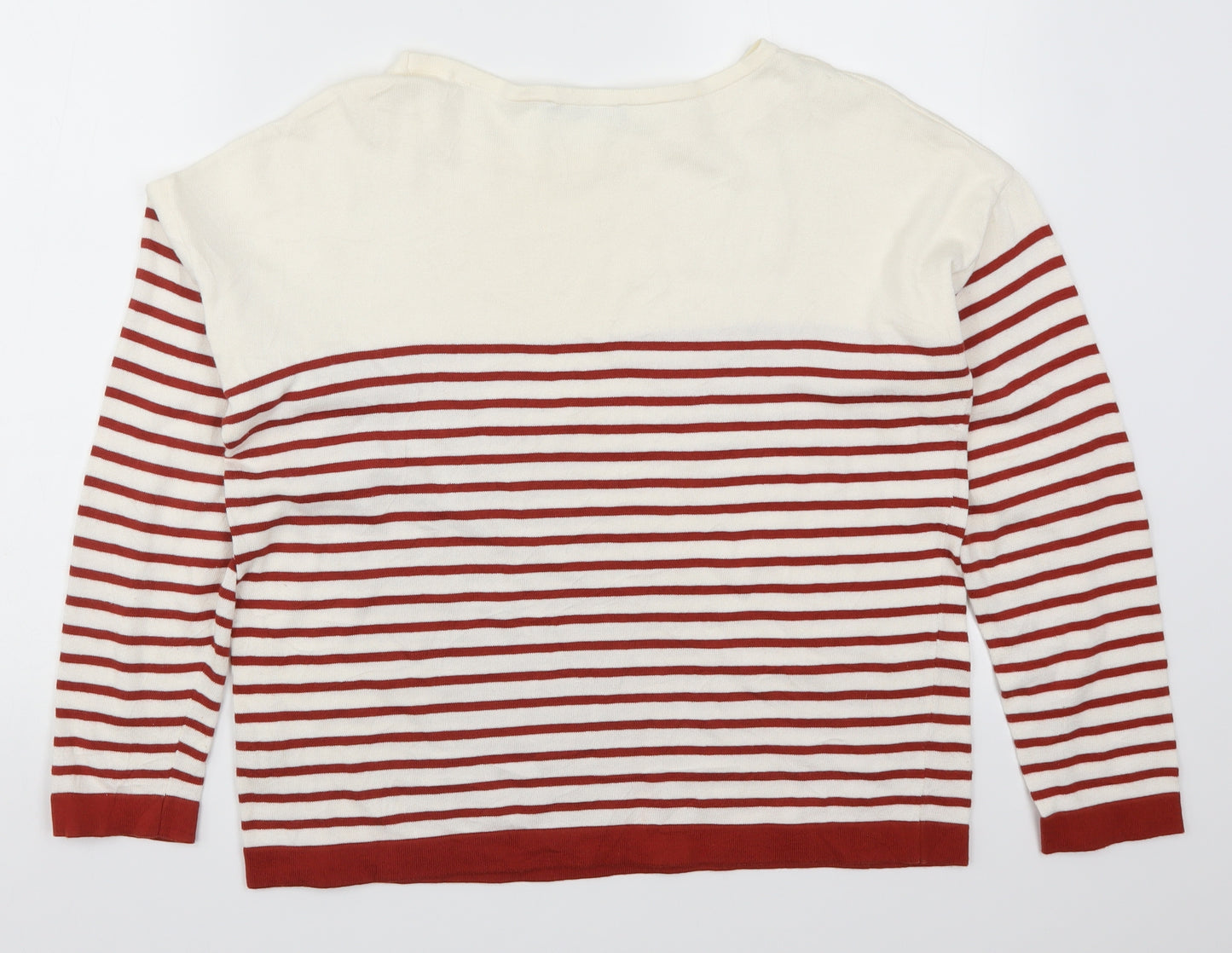 Marks and Spencer Womens Red Striped Knit Pullover Jumper Size 14