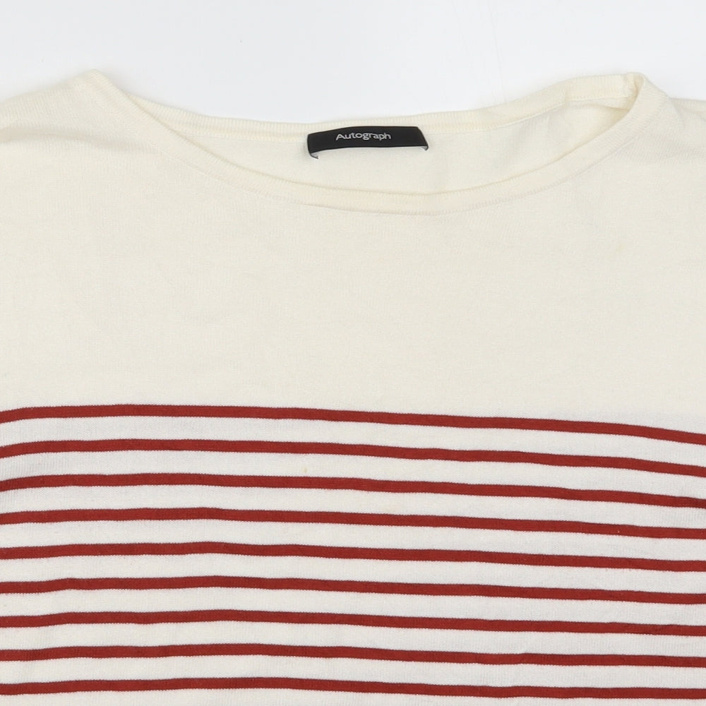 Marks and Spencer Womens Red Striped Knit Pullover Jumper Size 14