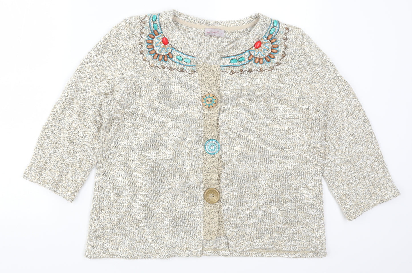 Per Una Womens Beige  Knit Cardigan Jumper Size L