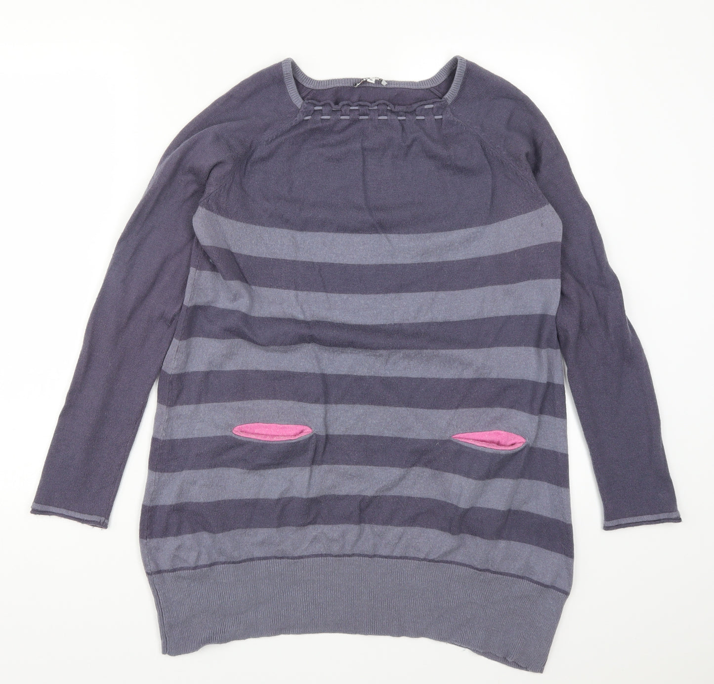 Bip Bip Womens Purple Striped Knit Pullover Jumper Size XL