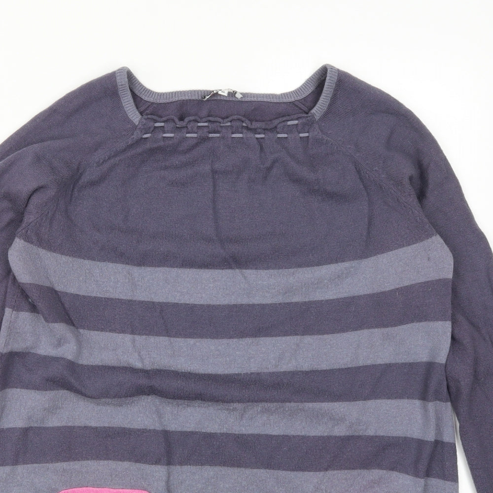 Bip Bip Womens Purple Striped Knit Pullover Jumper Size XL
