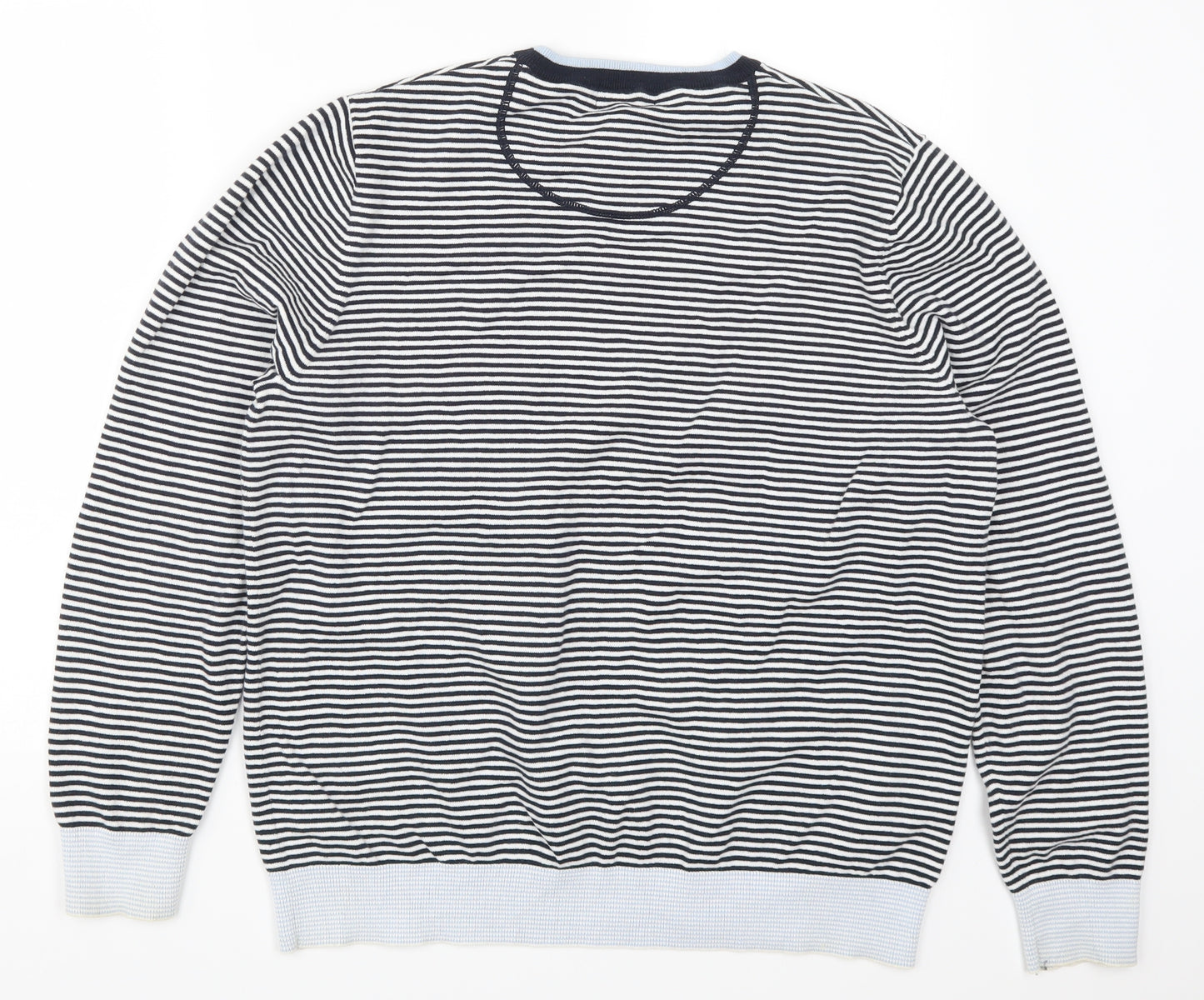 Henry Lloyd Mens Blue Striped Knit Pullover Jumper Size M