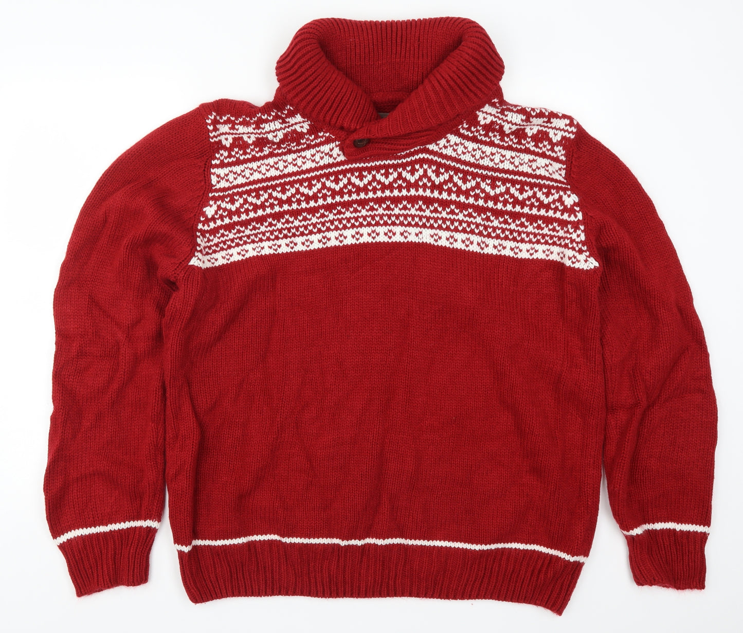 Matalan Mens Green Geometric Knit Pullover Jumper Size XL