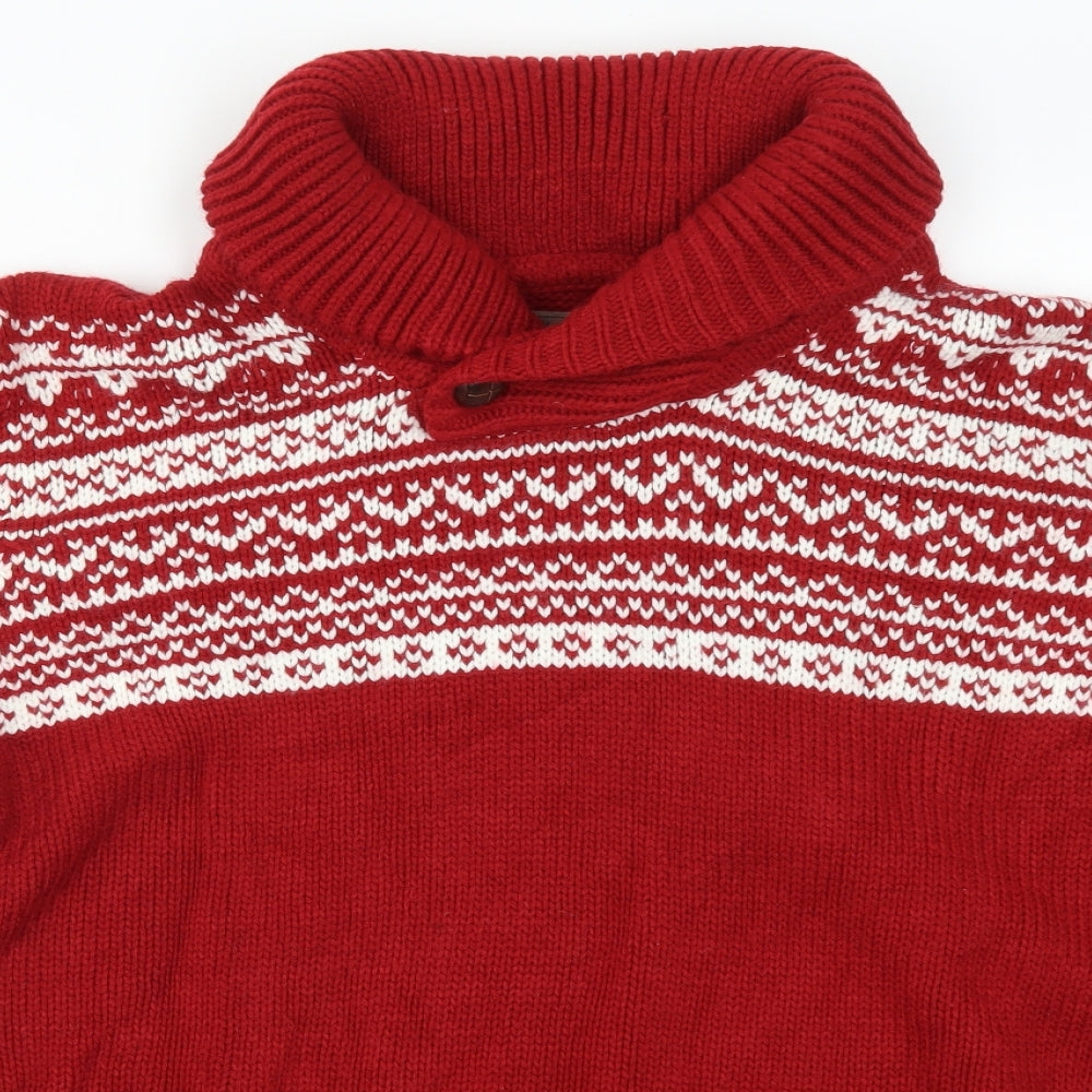 Matalan Mens Green Geometric Knit Pullover Jumper Size XL