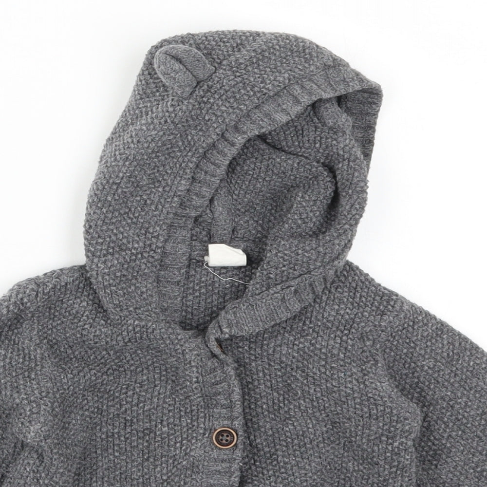 H&M Boys Grey  Knit Cardigan Jumper Size 2 Years