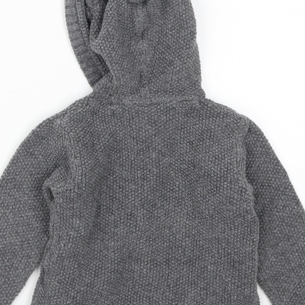 H&M Boys Grey  Knit Cardigan Jumper Size 2 Years