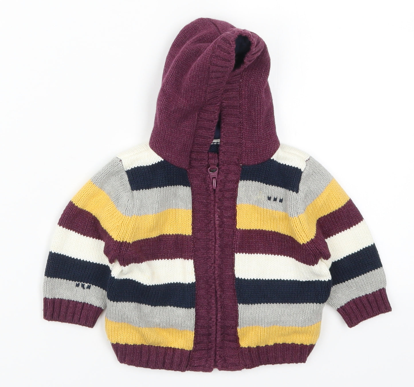 St Bernard Boys Multicoloured Striped Knit Full Zip Jumper Size 3-6 Months