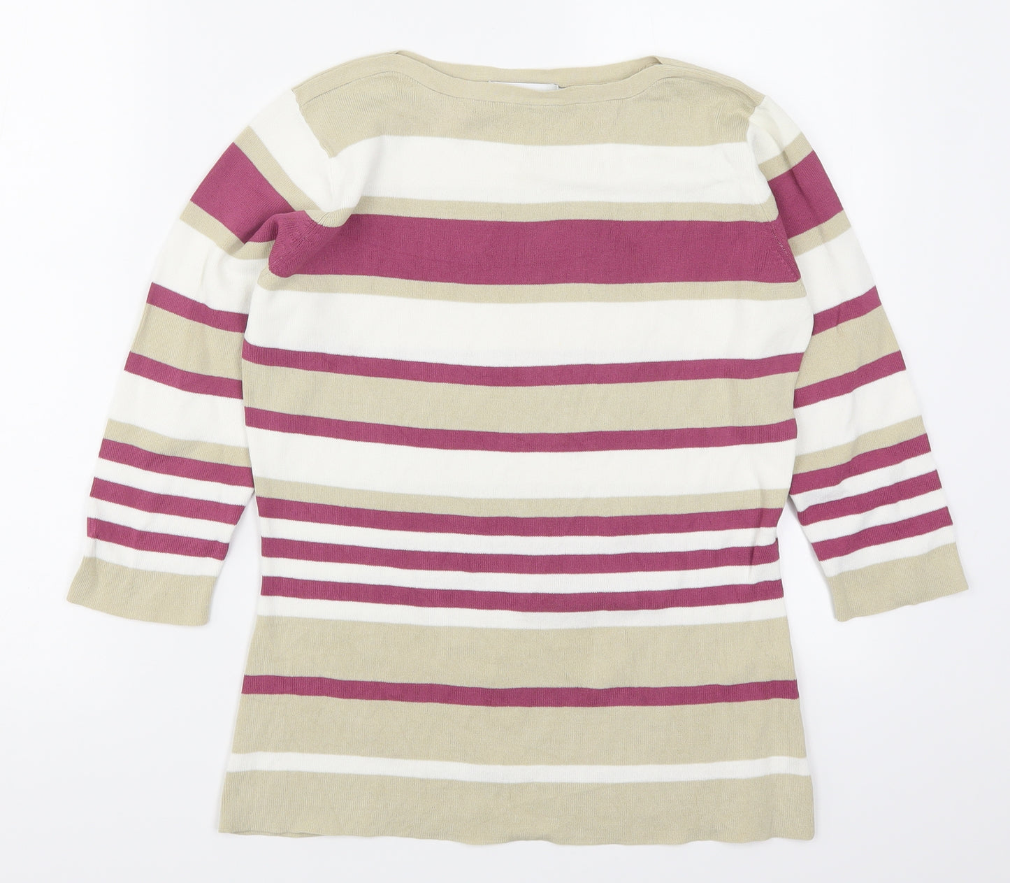 Damart Womens Pink Striped  Pullover Jumper Size 12  - Beige