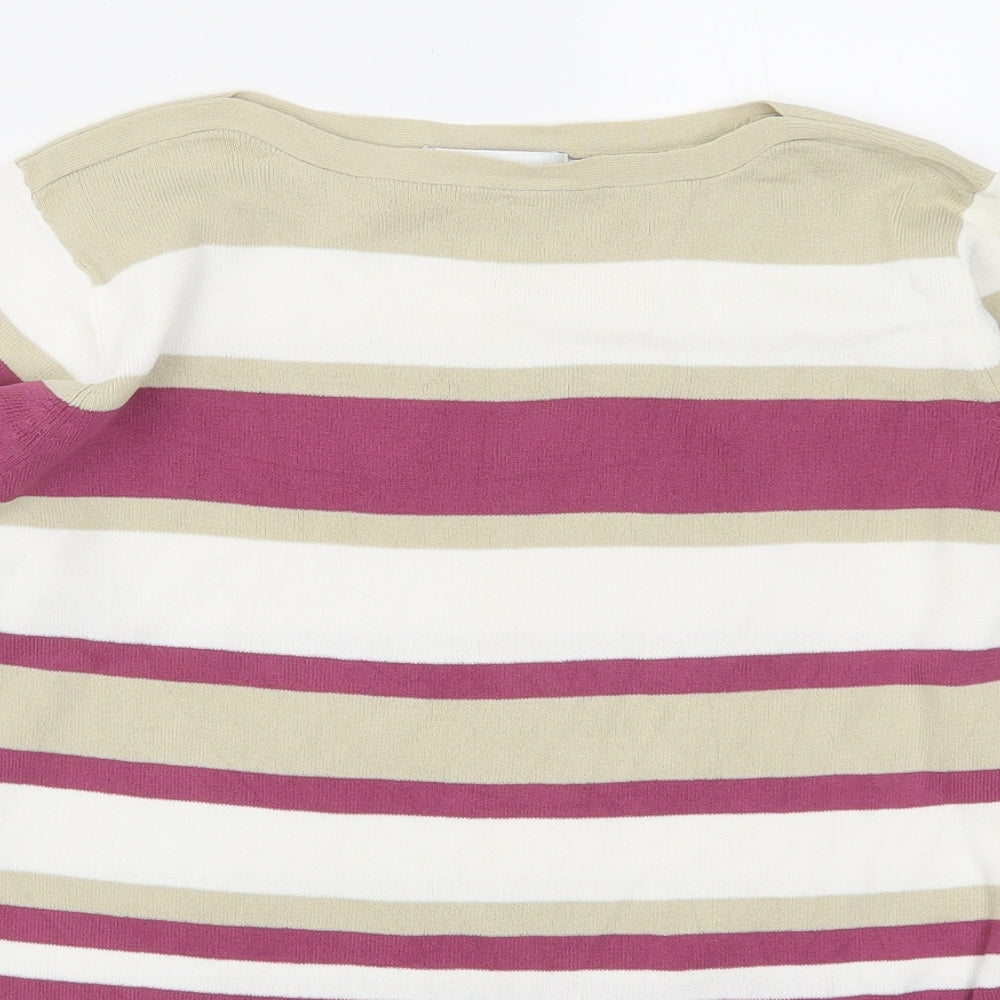 Damart Womens Pink Striped  Pullover Jumper Size 12  - Beige