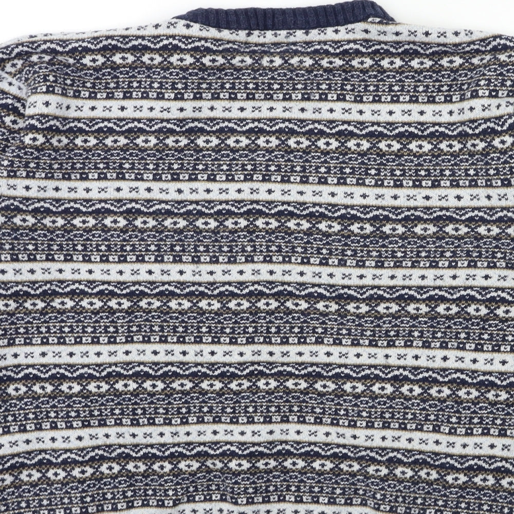 F&F Mens Blue Striped Knit Pullover Jumper Size M