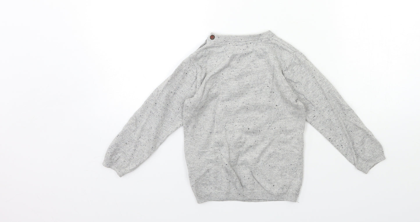 H&M Girls Grey  Knit Pullover Jumper Size 3-4 Years  - christmas