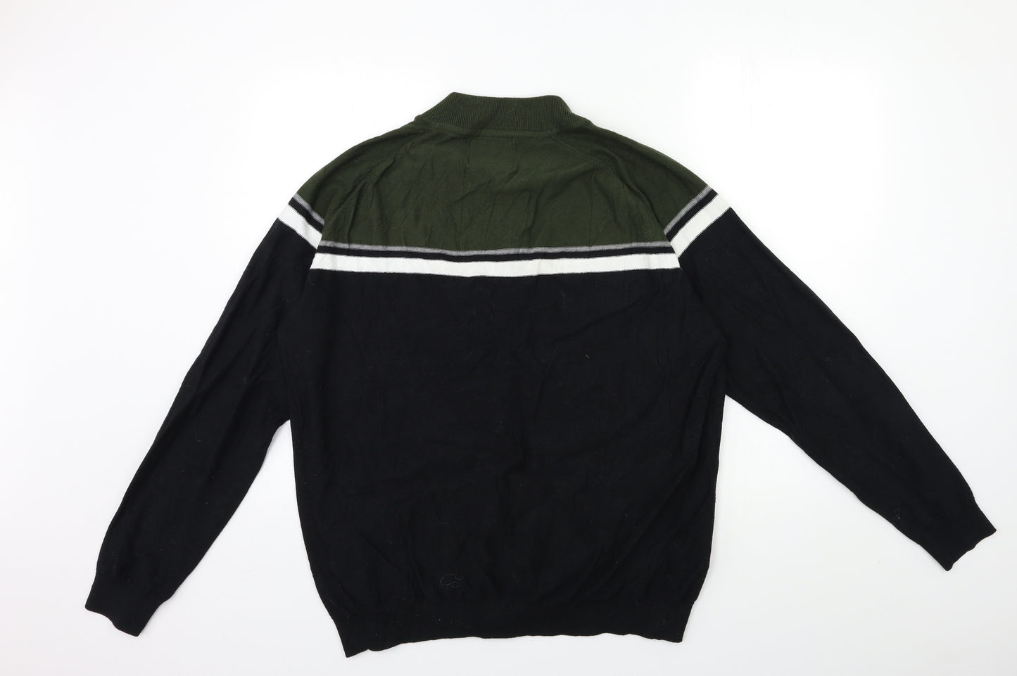 Dissident Mens Black Striped Knit Cardigan Jumper Size XL