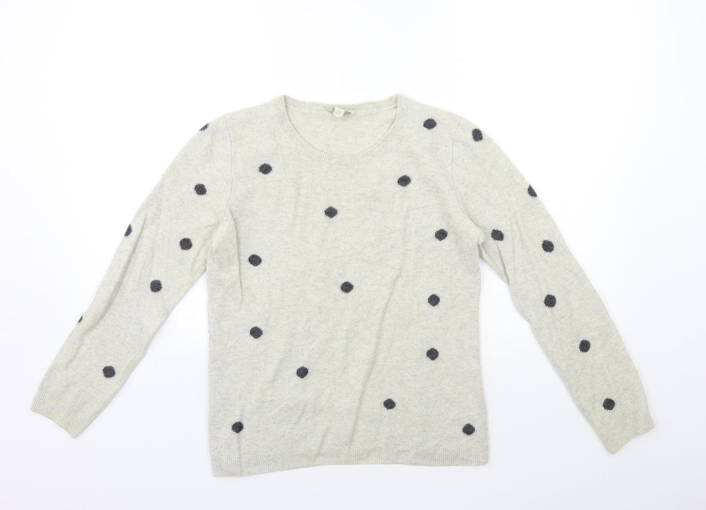 The White Company Womens Beige Polka Dot Knit Pullover Jumper Size M