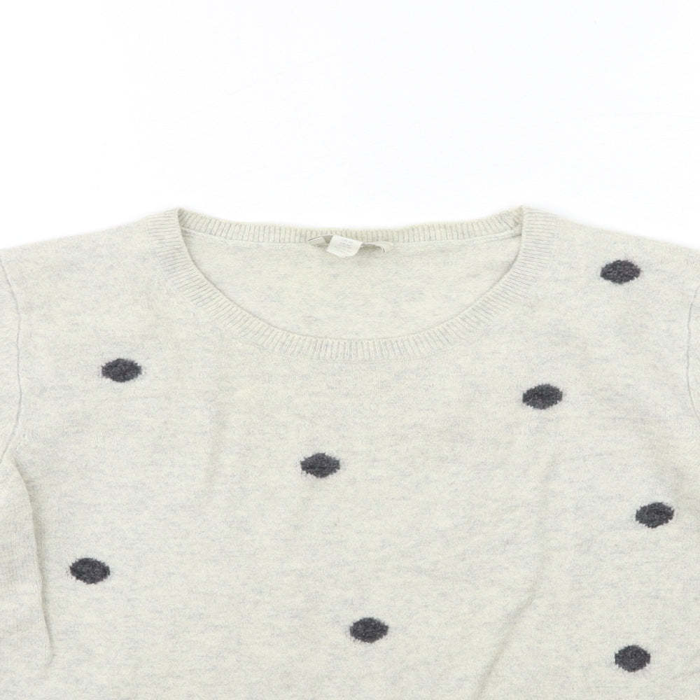 The White Company Womens Beige Polka Dot Knit Pullover Jumper Size M
