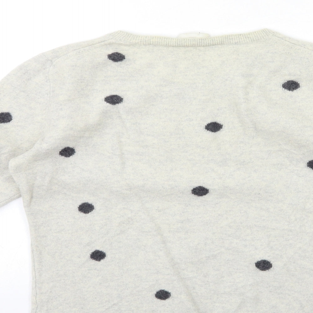 The White Company Womens Beige Polka Dot Knit Pullover Jumper Size M