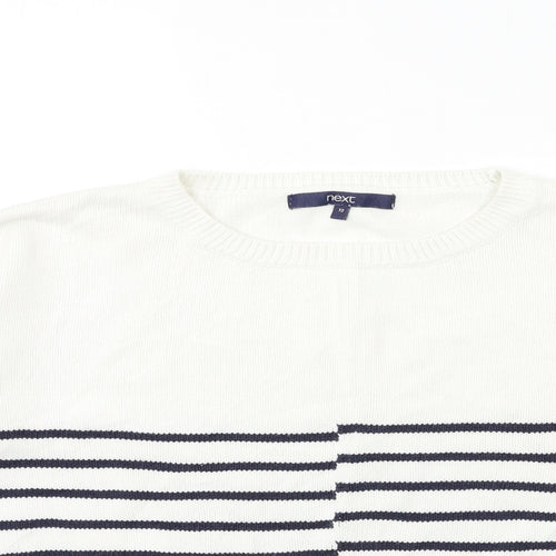 NEXT Womens White Striped Knit Pullover Jumper Size 12