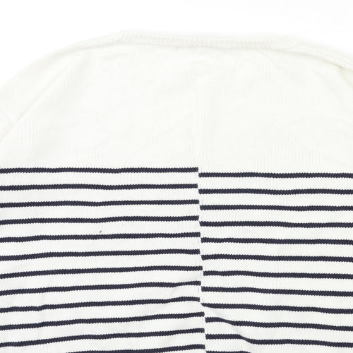 NEXT Womens White Striped Knit Pullover Jumper Size 12