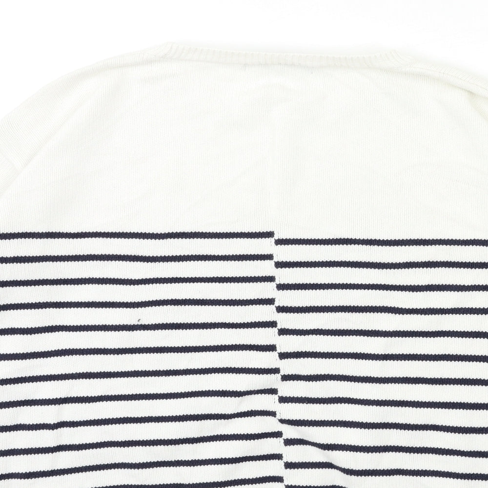 NEXT Womens White Striped Knit Pullover Jumper Size 12