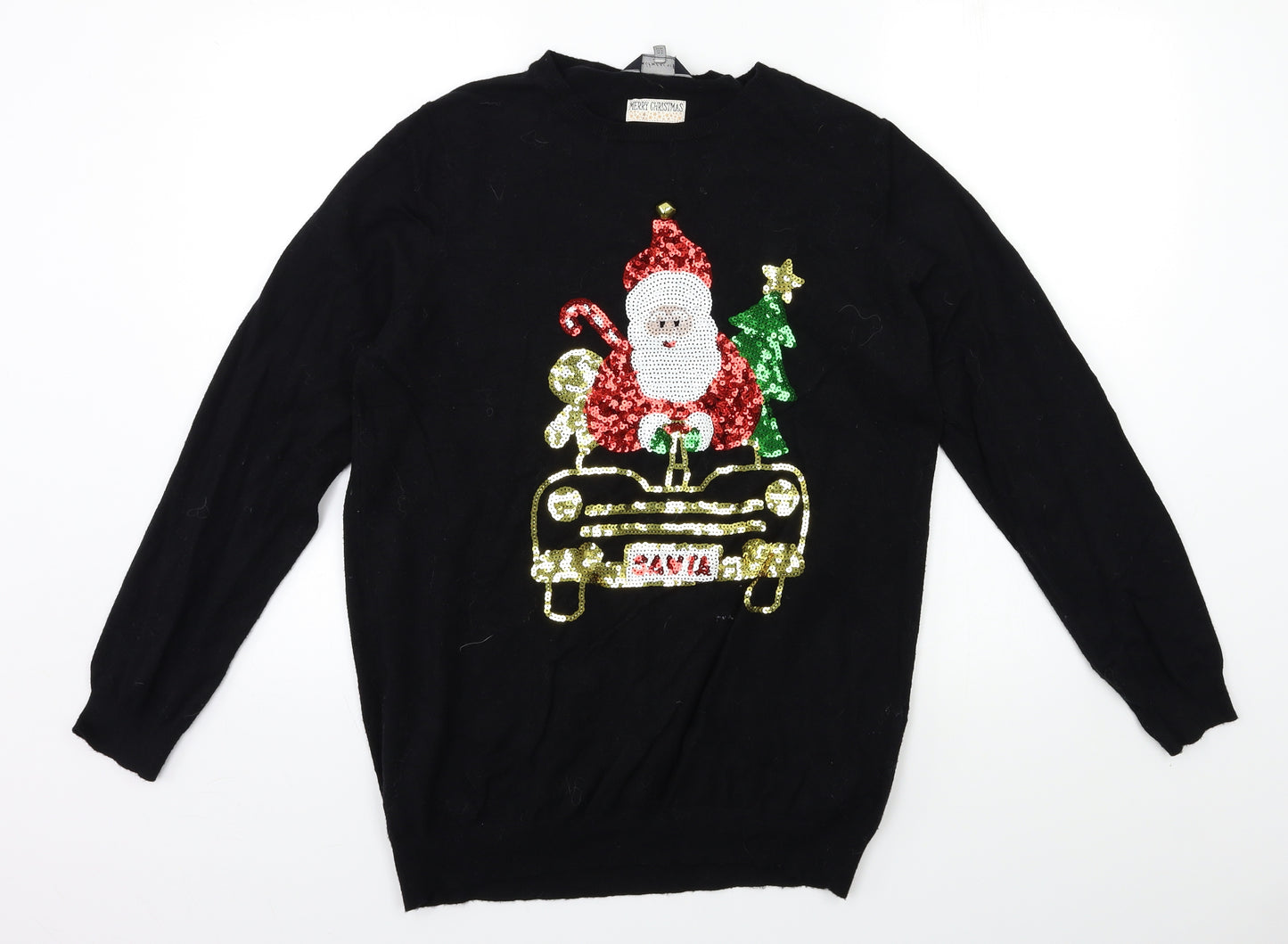 F&F Womens Black  Knit Pullover Jumper Size 16  - CHRISTMAS