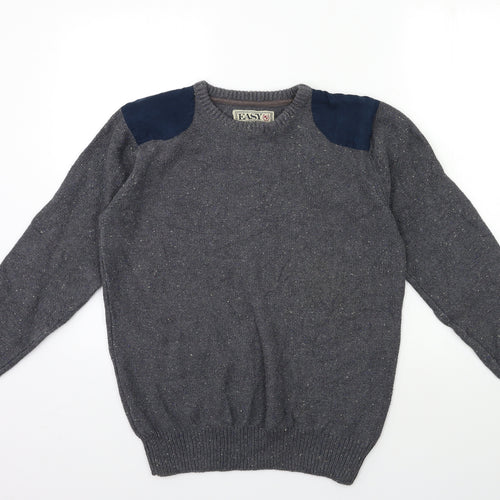Easy Mens Grey  Knit Pullover Jumper Size M