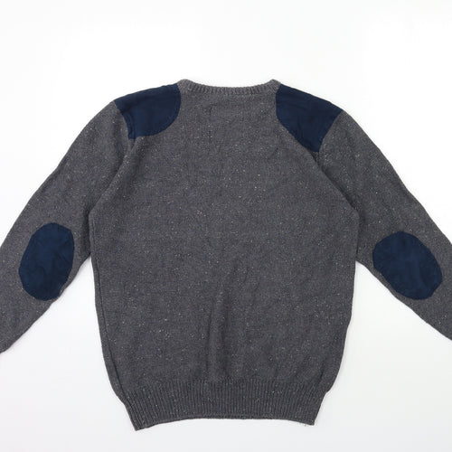 Easy Mens Grey  Knit Pullover Jumper Size M