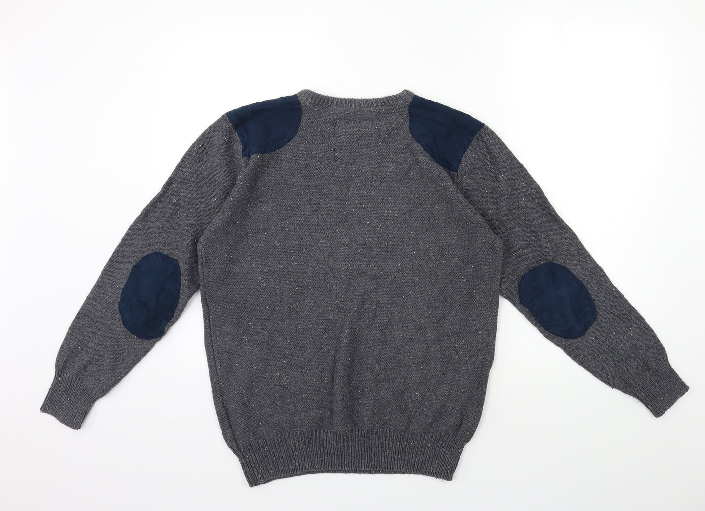 Easy Mens Grey  Knit Pullover Jumper Size M