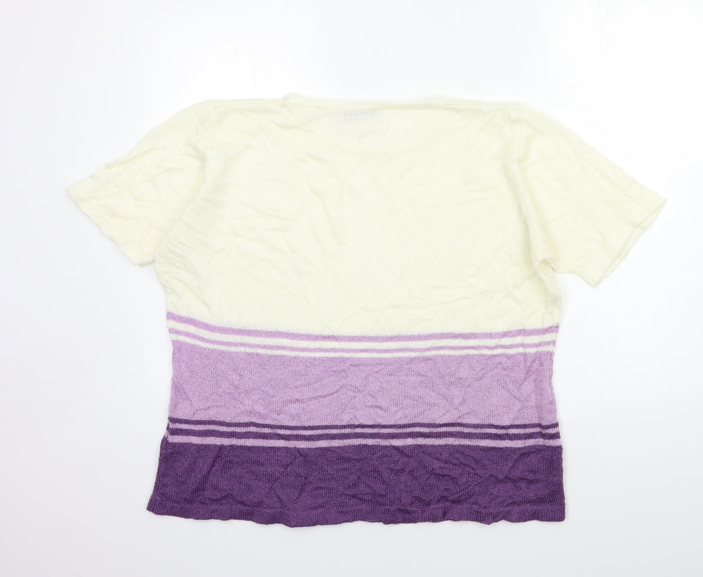 HONOUR MILLBURN Womens Purple Striped Knit Pullover Jumper Size 18