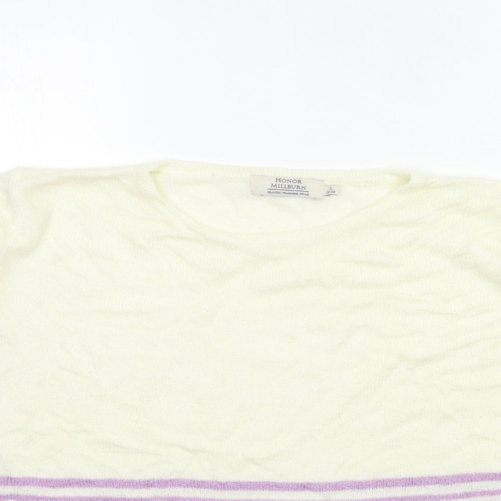 HONOUR MILLBURN Womens Purple Striped Knit Pullover Jumper Size 18