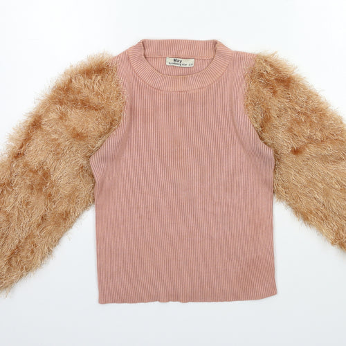 may Womens Pink  Knit Pullover Jumper Size S