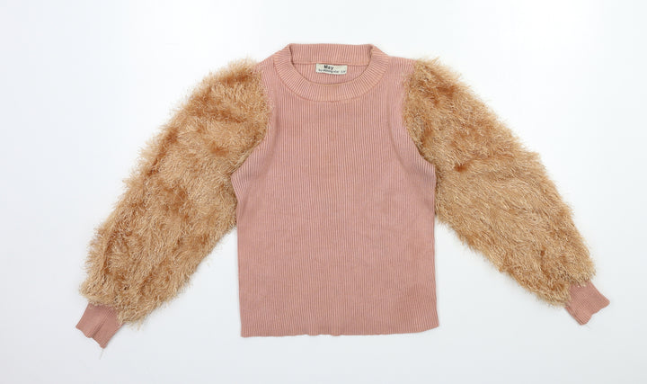 may Womens Pink Knit Pullover Jumper Size S