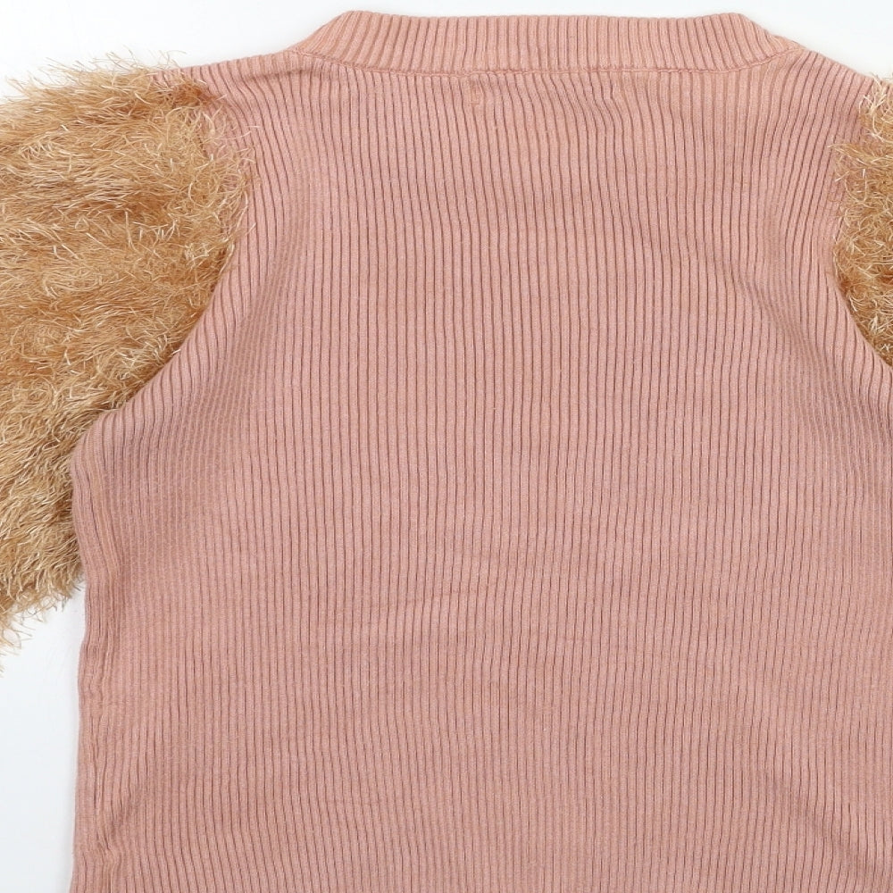 may Womens Pink  Knit Pullover Jumper Size S