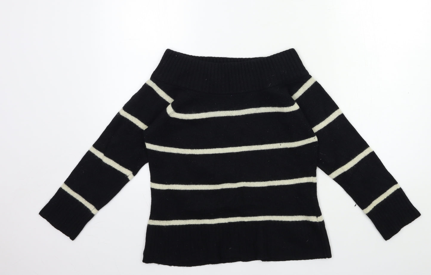 EDITIONS Womens Black Striped Knit Pullover Jumper Size M