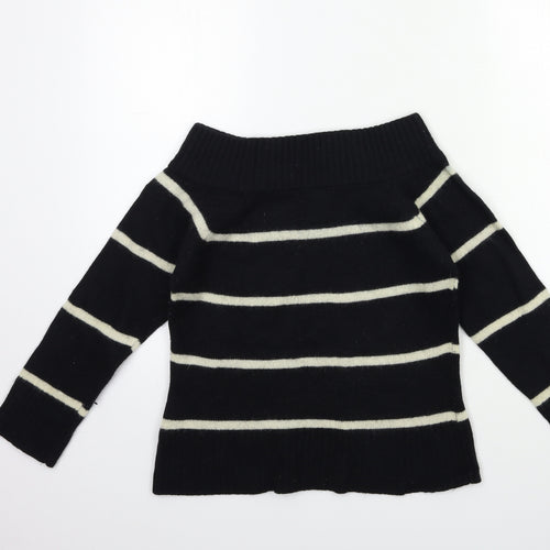 EDITIONS Womens Black Striped Knit Pullover Jumper Size M