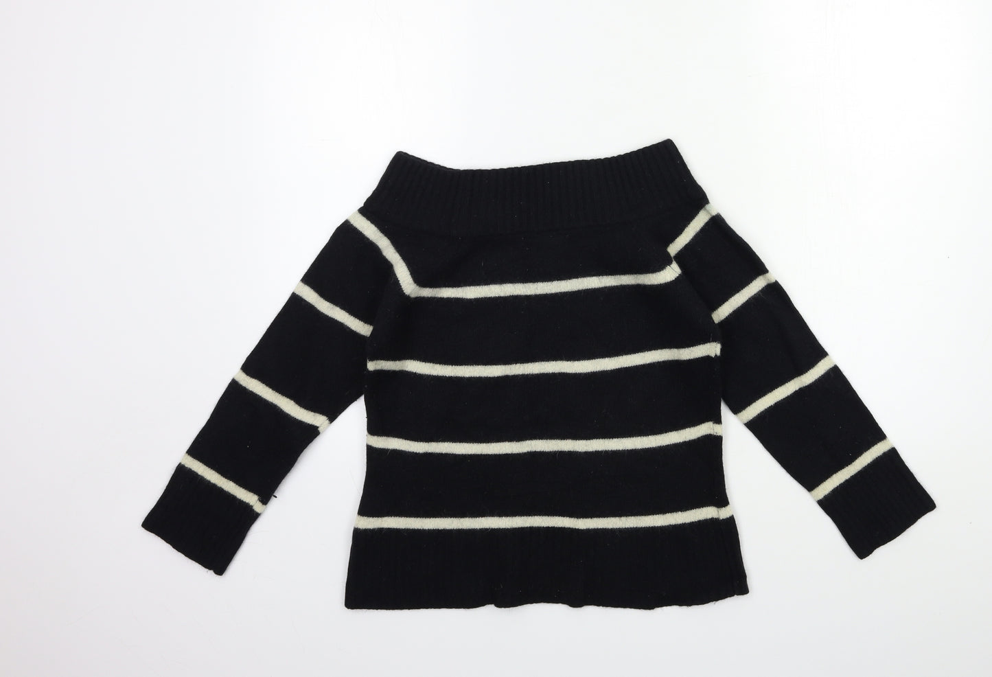 EDITIONS Womens Black Striped Knit Pullover Jumper Size M