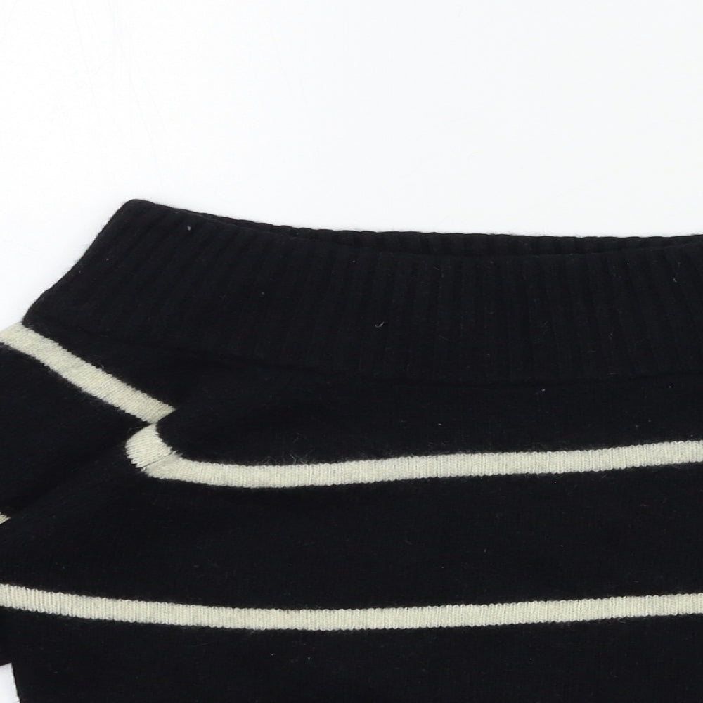 EDITIONS Womens Black Striped Knit Pullover Jumper Size M