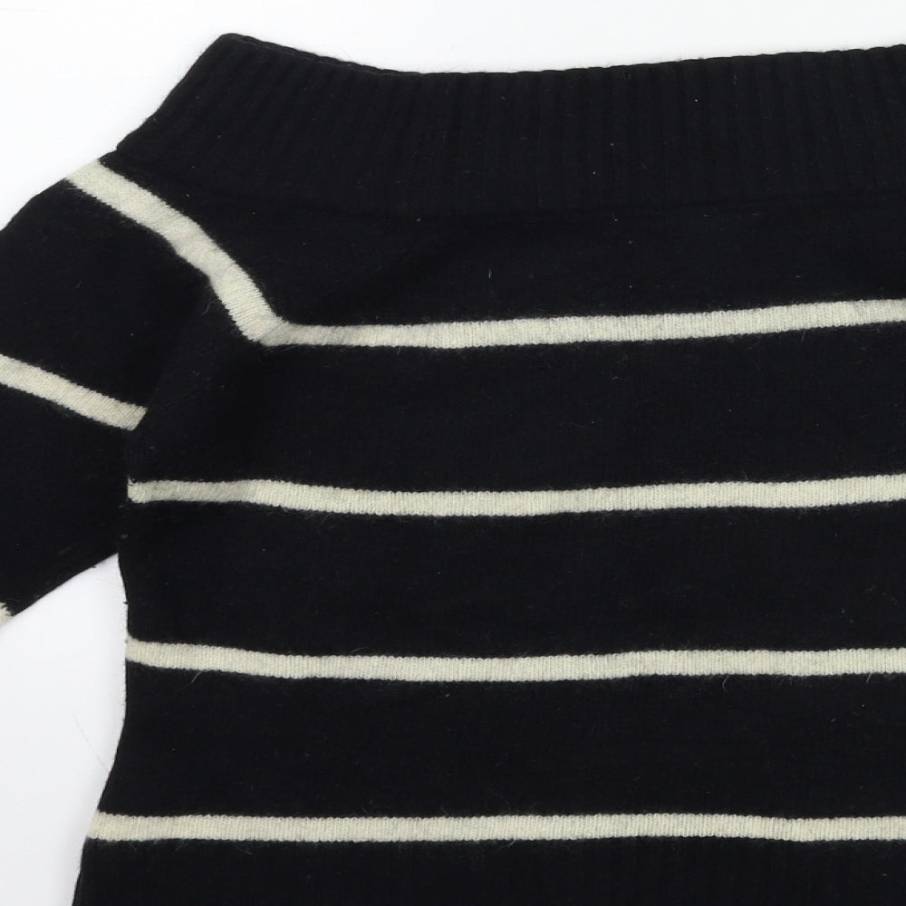EDITIONS Womens Black Striped Knit Pullover Jumper Size M