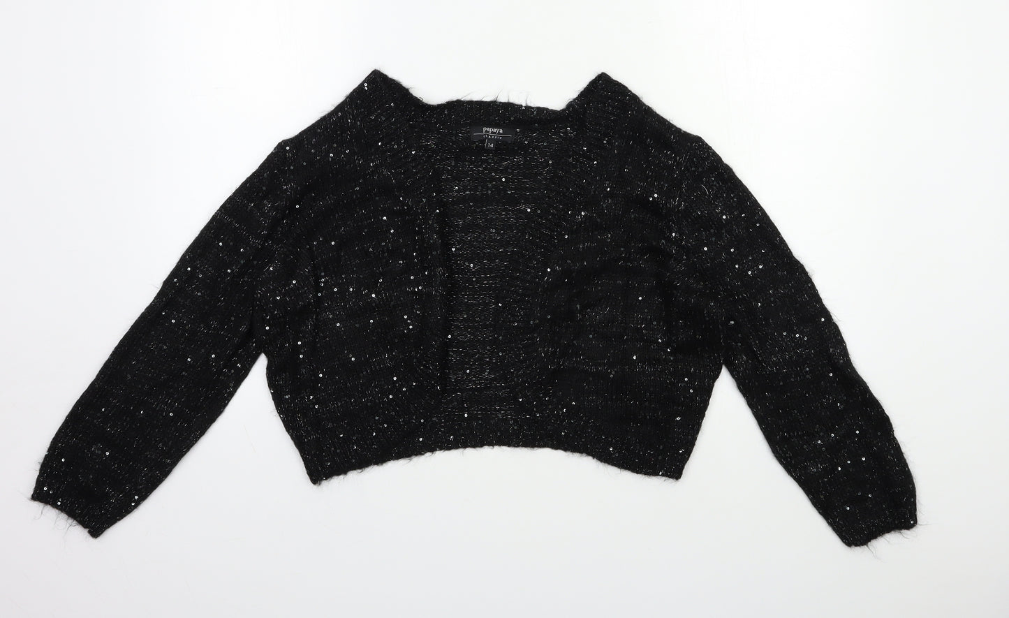 Papaya Womens Black  Knit Cardigan Jumper Size 14