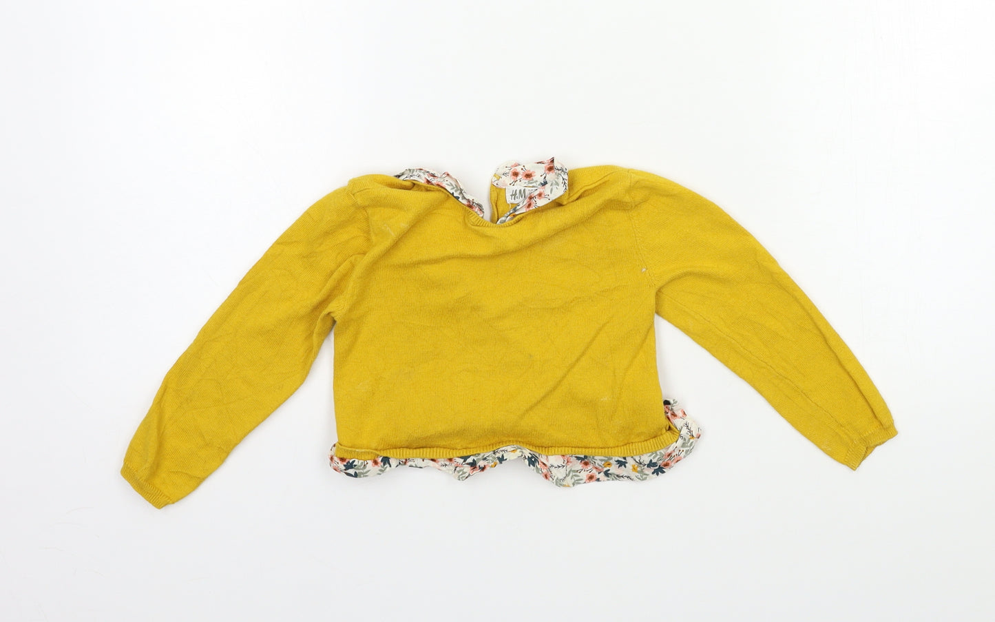 H&M Girls Yellow  Knit Pullover Jumper Size 3-4 Years